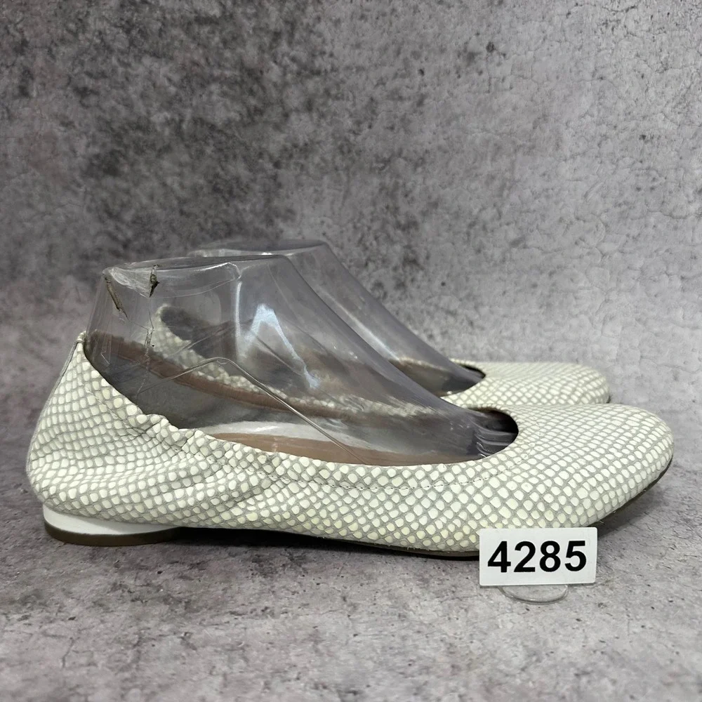 Vionic Alexa Ballet Flats Women 10 Cream Lizard Embossed Leather Snake Shoes